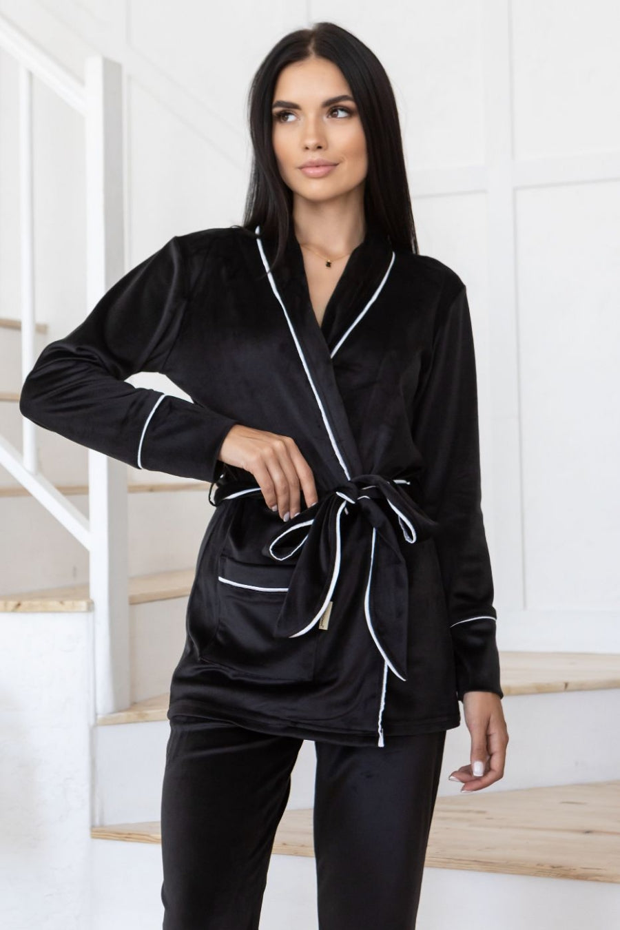 Велюровый домашний комплект Кч1424 black