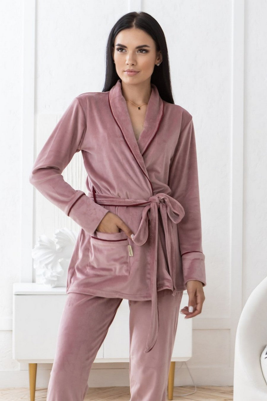 Велюровый домашний комплект Кп1424 rose purple