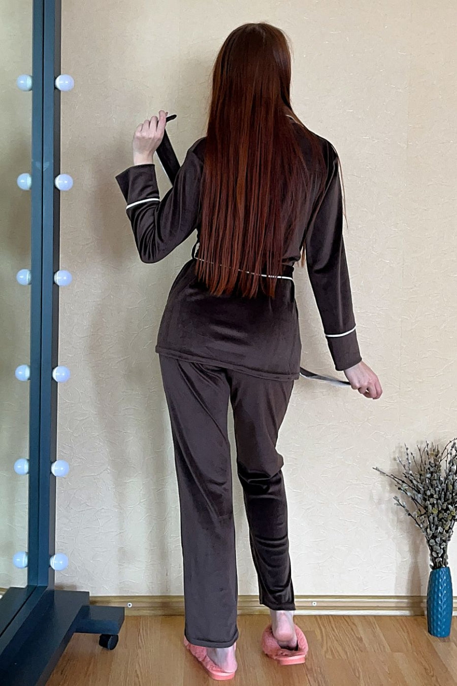 Велюровый домашний комплект Кш1424 brown