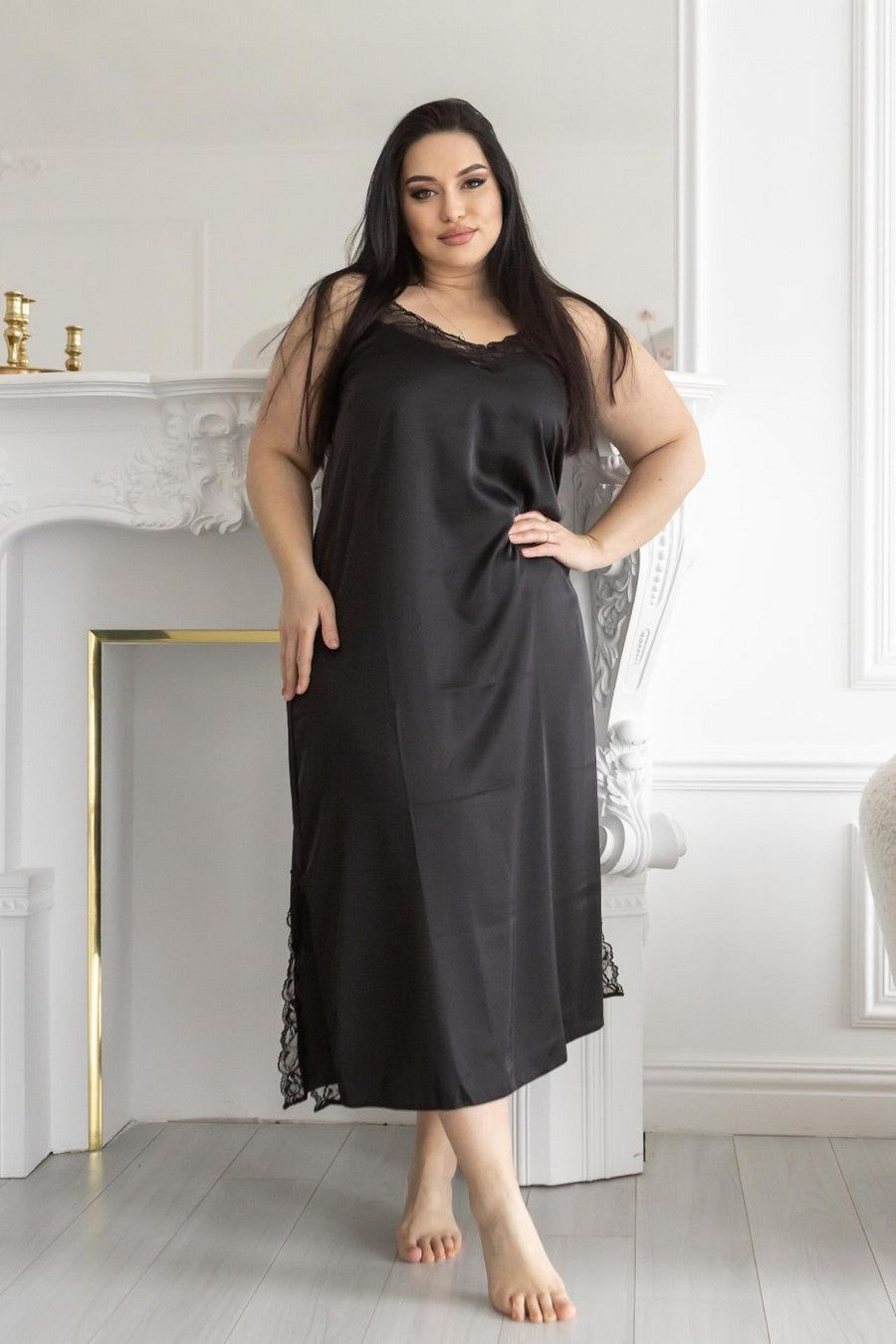 Длинная ночная сорочка Н130 black