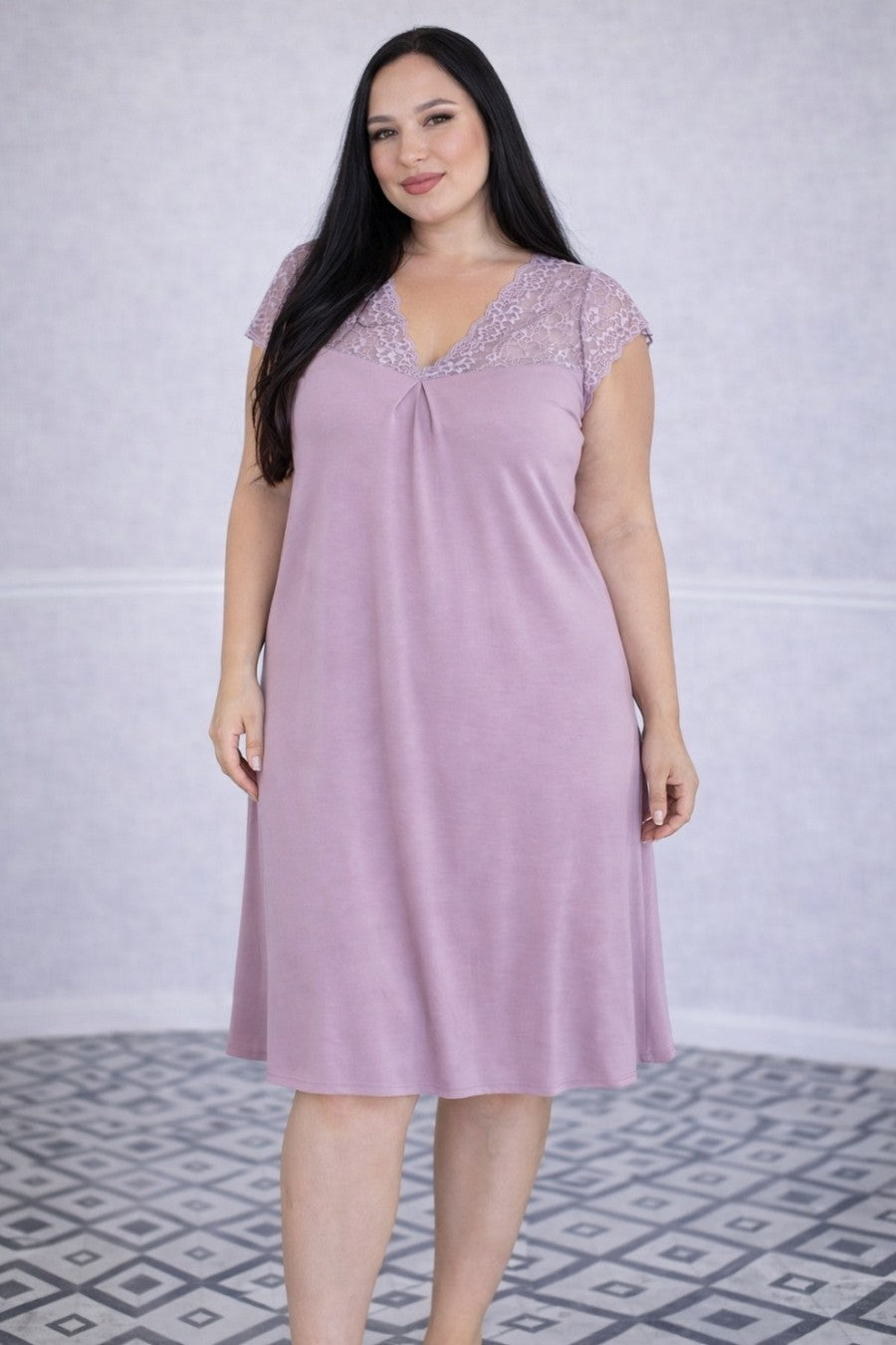 Нічна сорочка з мереживом НФ1250