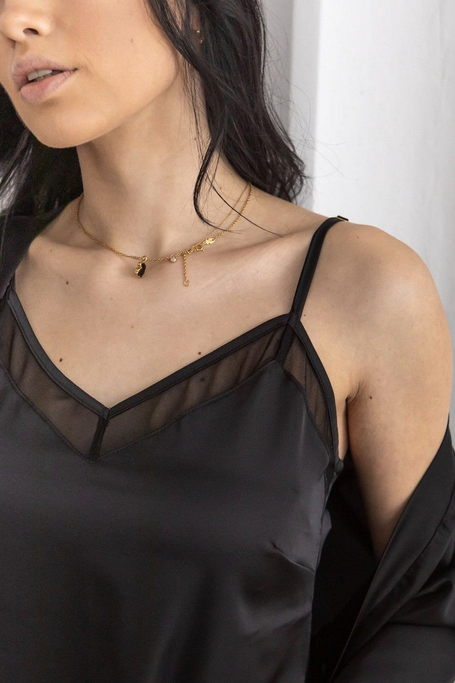 Ночная сорочка с микросеткой Нч1091 black