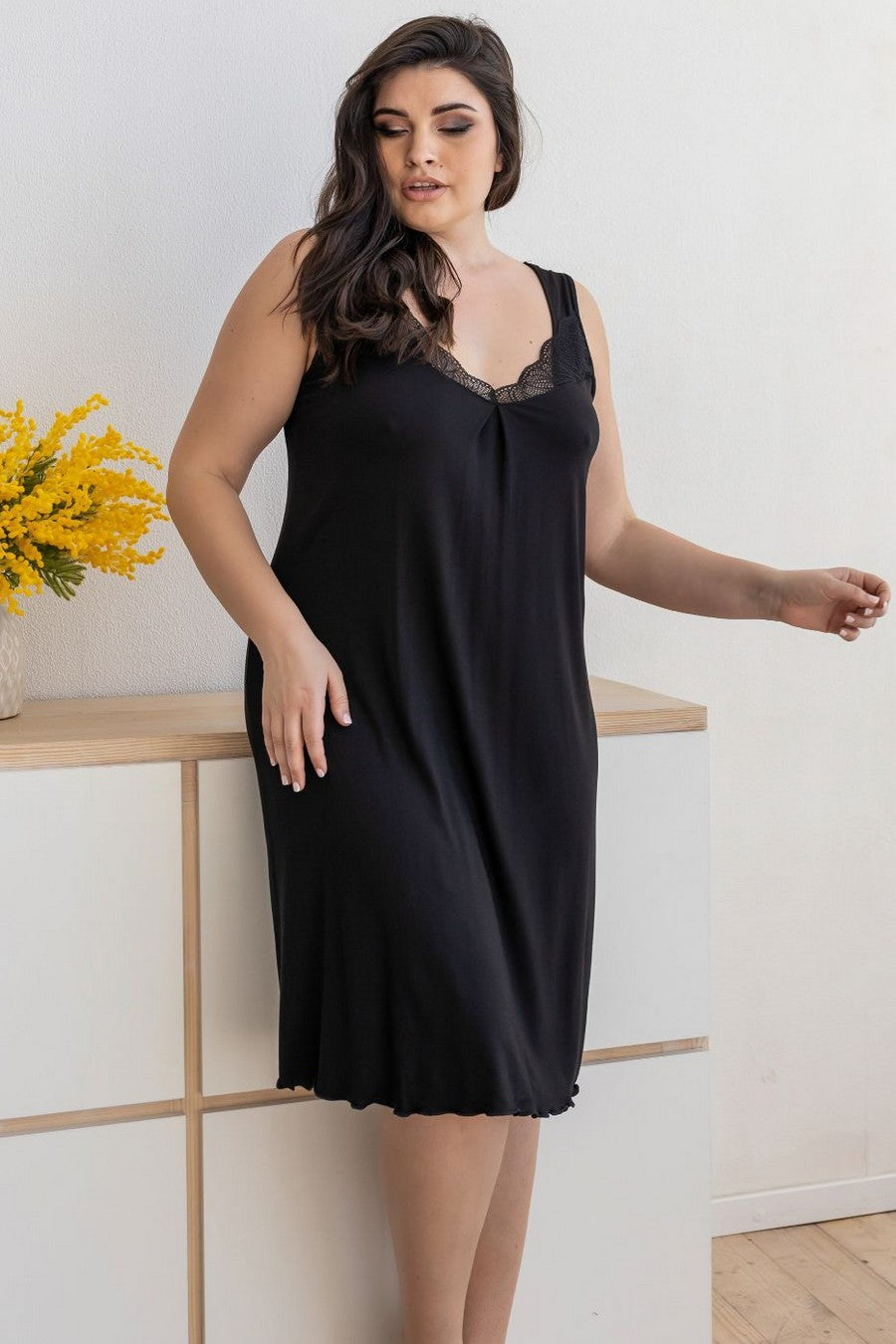 Сорочка с кружевной спинкой Нч1220 black