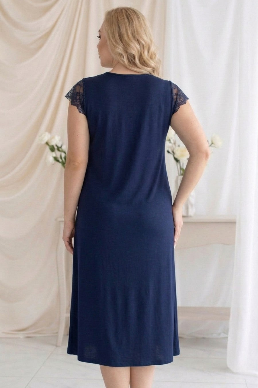 Нічна сорочка з мереживом Нс1255 blue