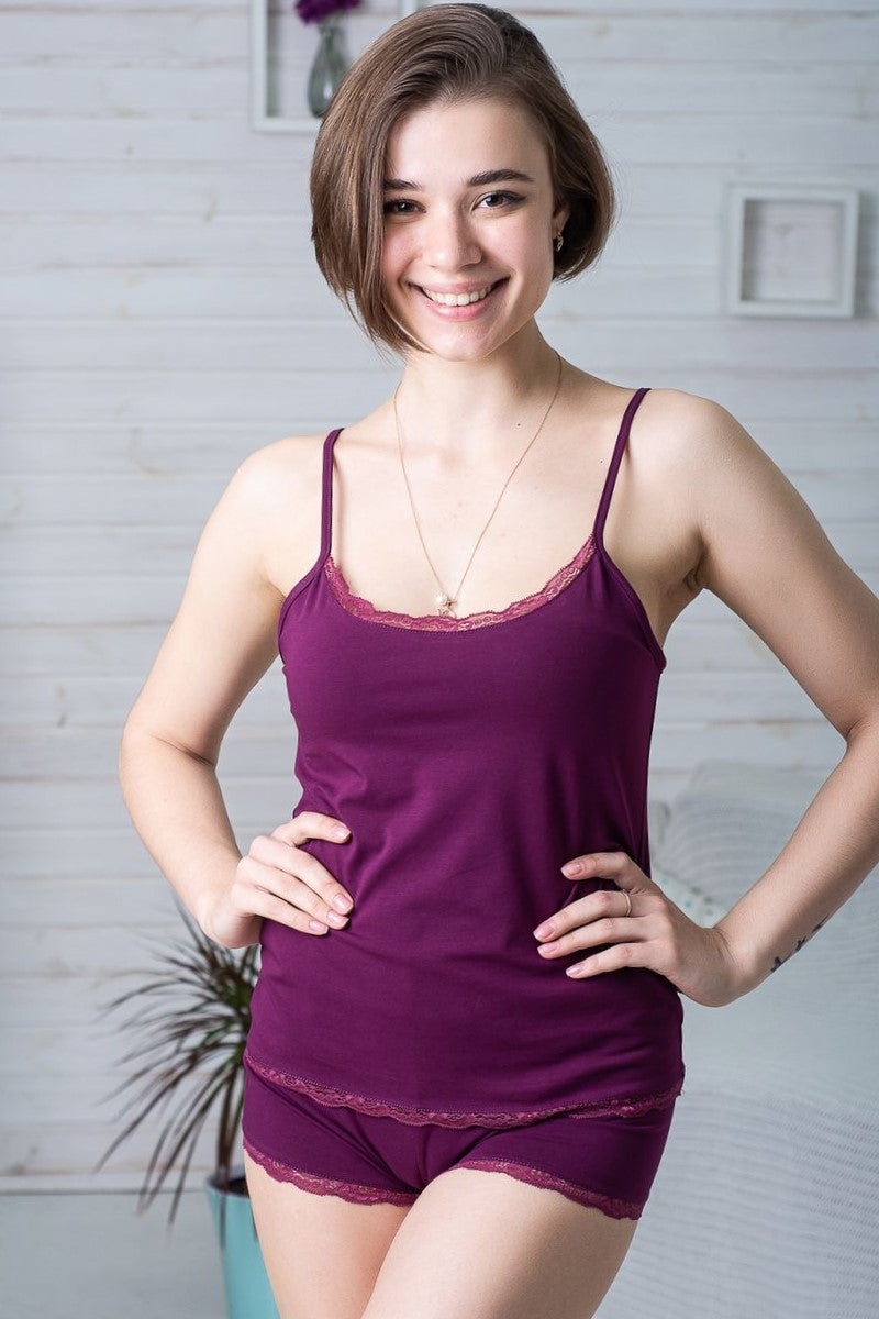 Пижама из вискозы П1034 plum