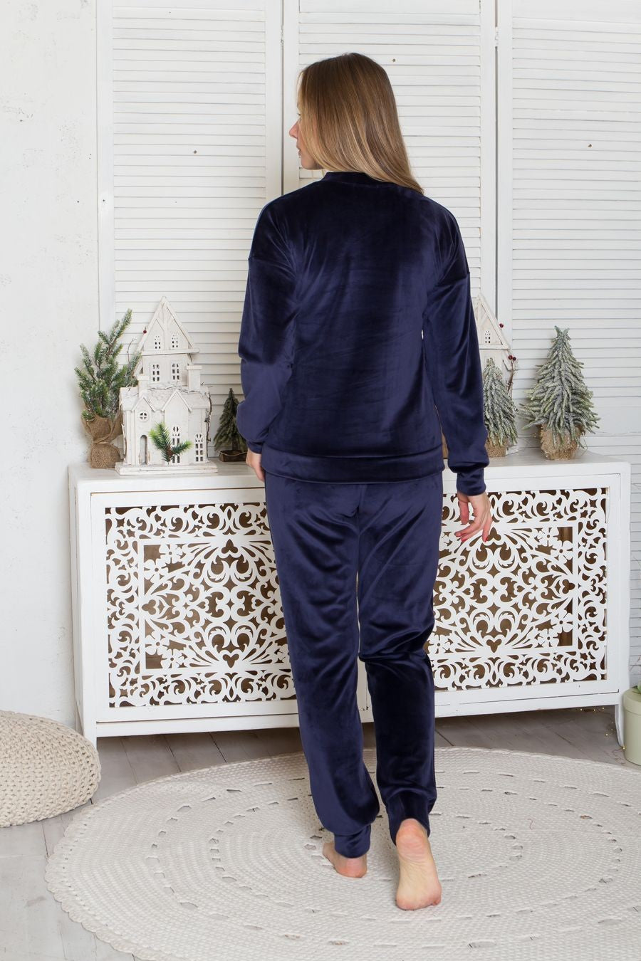 Пижама из велюра П1500 blue