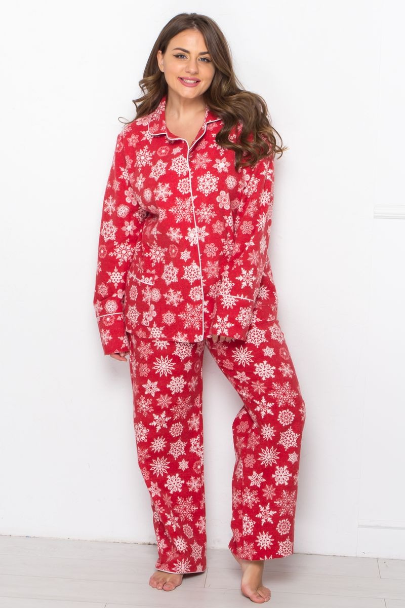 Фланелевая пижама с принтом П1510 red