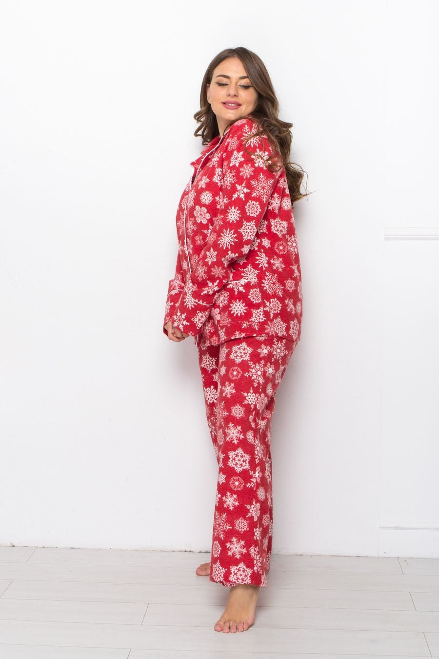 Фланелева піжама з принтом П1510 red