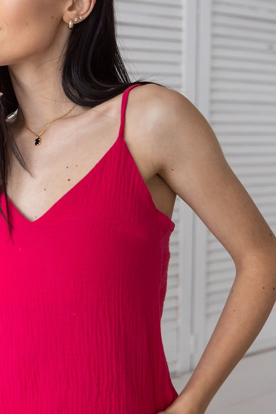 Муслиновая пижама с шортами П1808 crimson