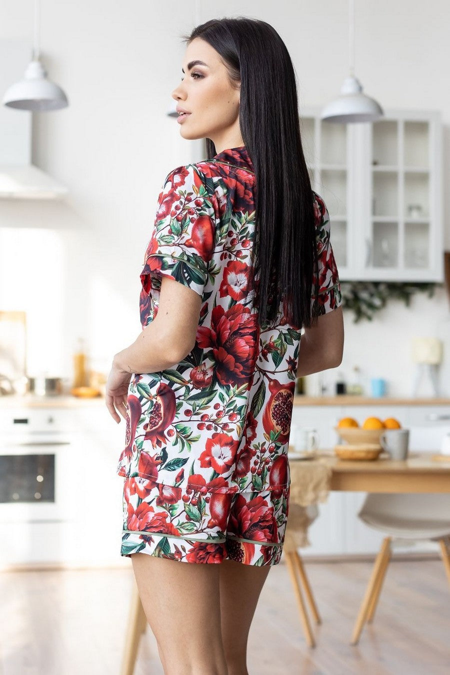 Піжама шовкова з принтом П1950 red