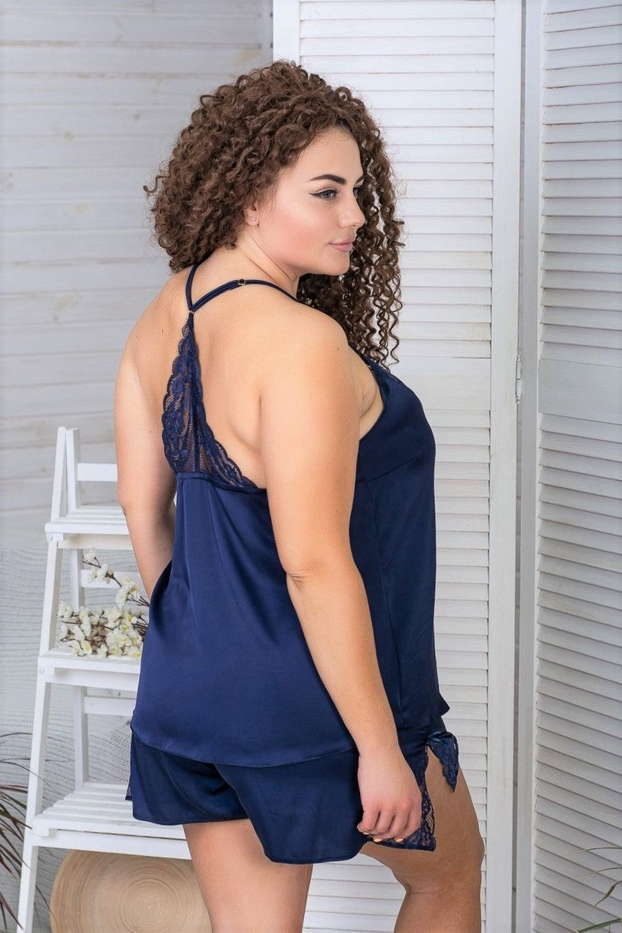 Пижама с кружевными вставками П811 blue