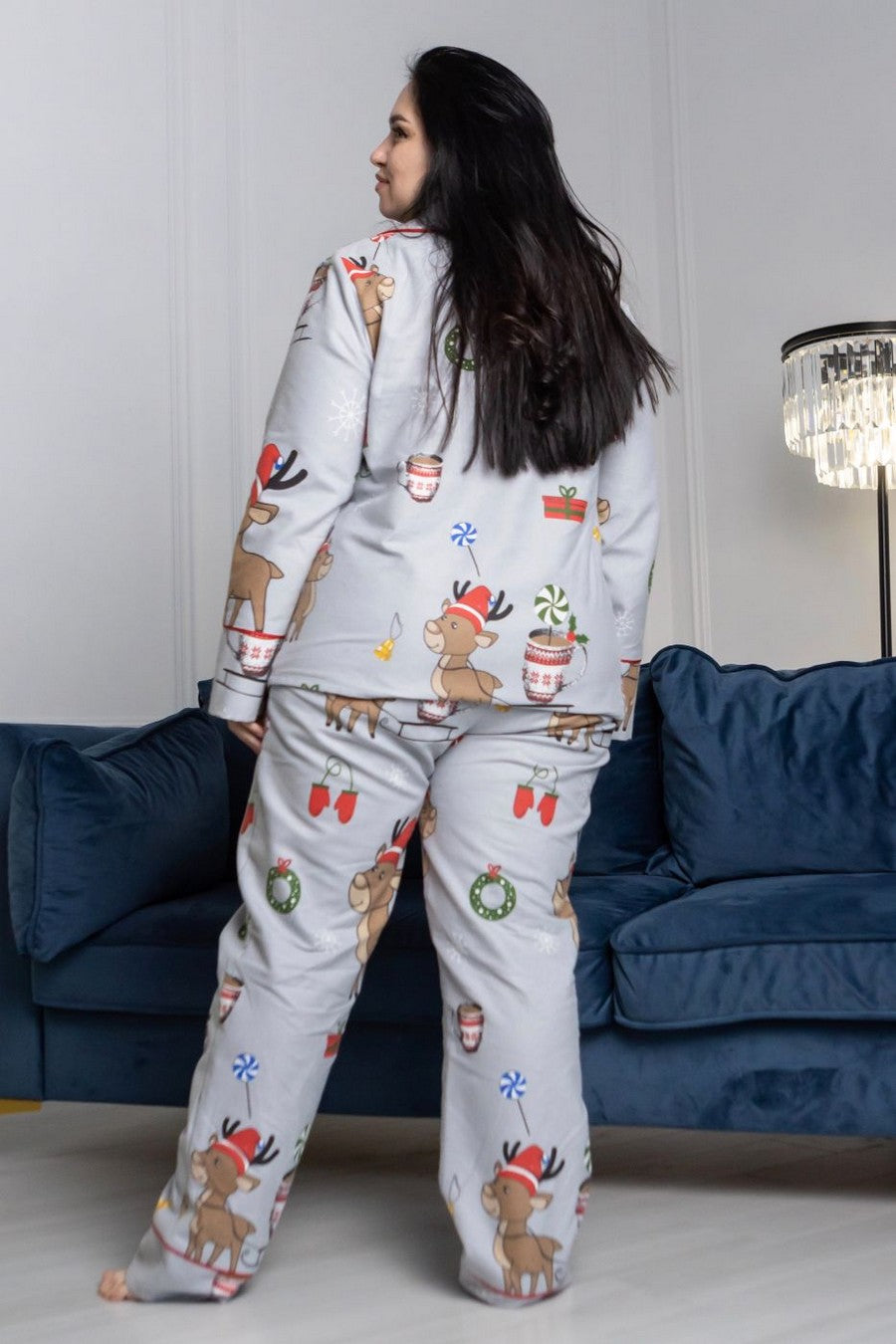 Фланелевая пижама с принтом П915 gray