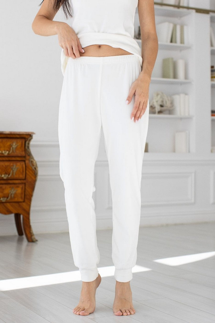 Велюровая пижама с брюками Па1605 ivory