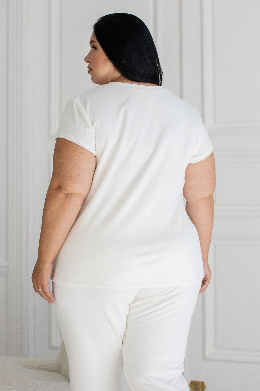 Велюровая пижама с брюками Па1605 ivory