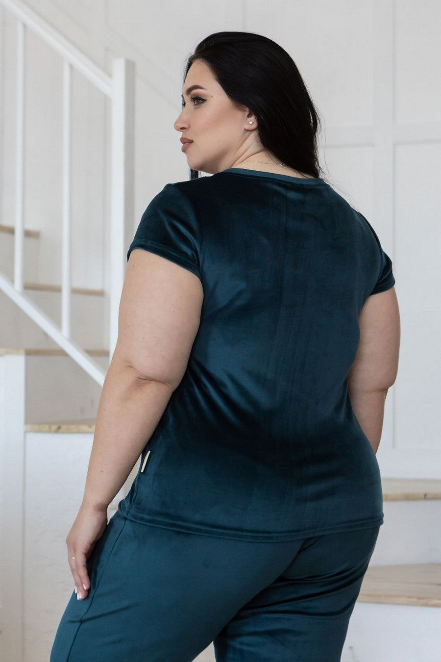 Велюровая пижама с брюками Пб1605 dark green