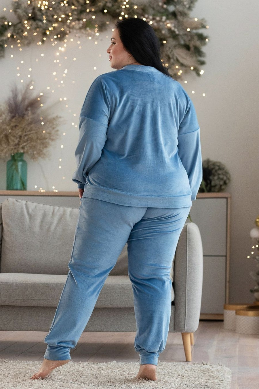 Велюрова піжама зі штанами Пбл1500 blue
