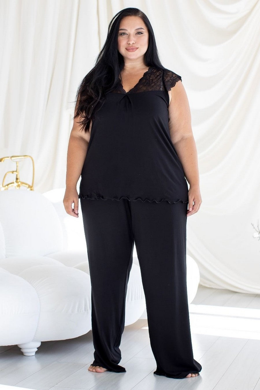 Пижама из вискозы с брюками Пч1280 black