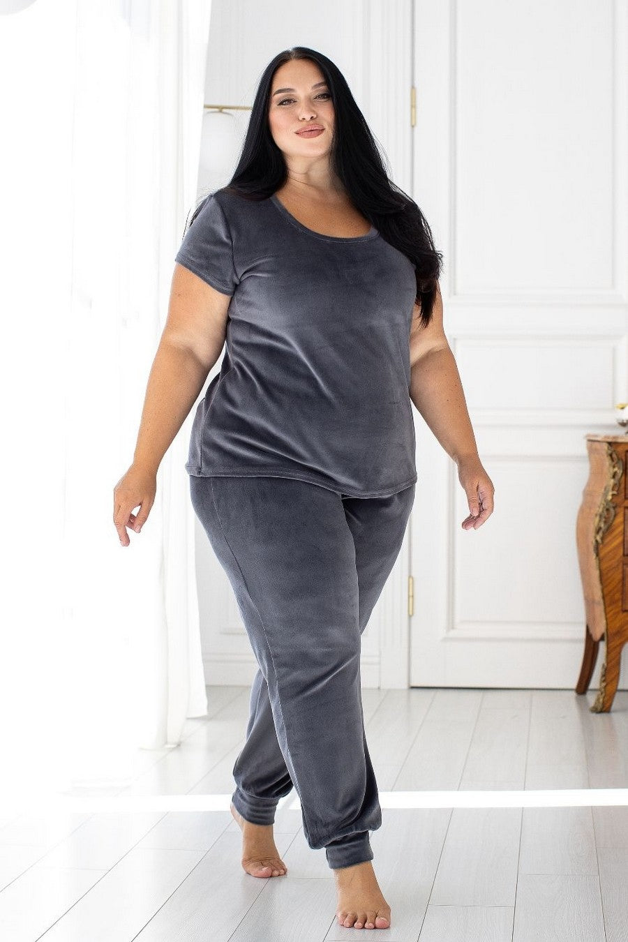 Велюровая пижама с брюками Пг1605 graphite