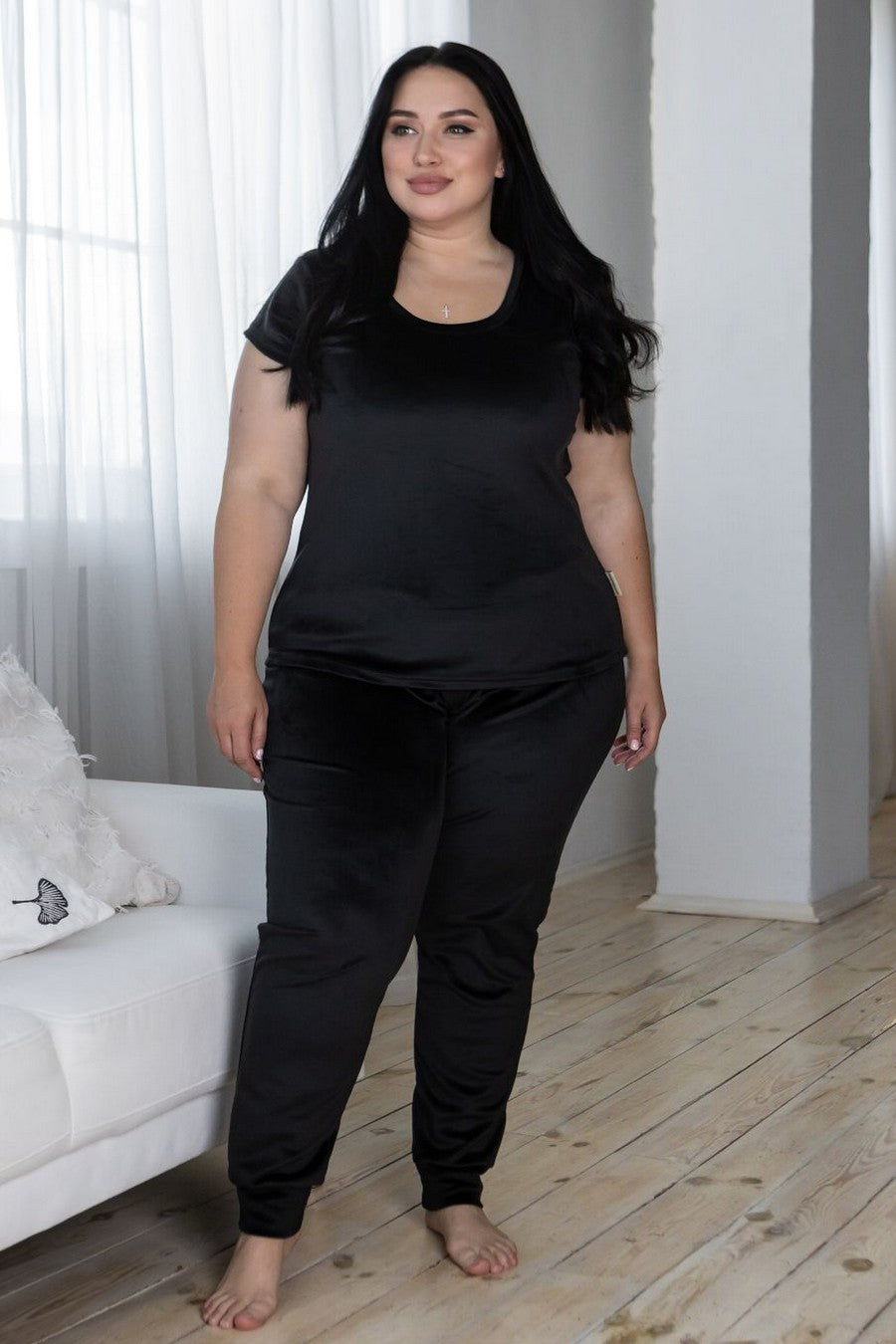 Велюровая пижама с брюками Пч1605 black