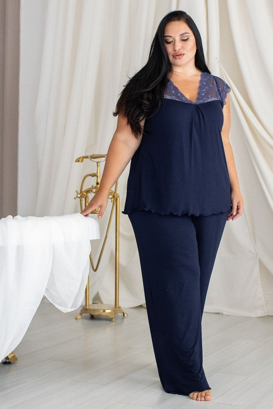 Пижама из вискозы с брюками Пс1280 blue