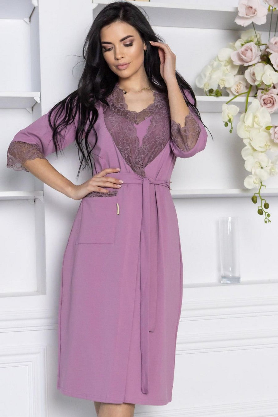 Халат из хлопка Хф1112 pale purple