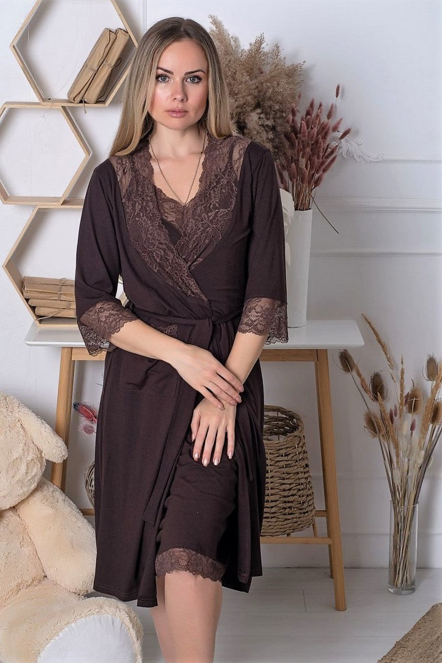 Халат из хлопка Хш1112 Brown