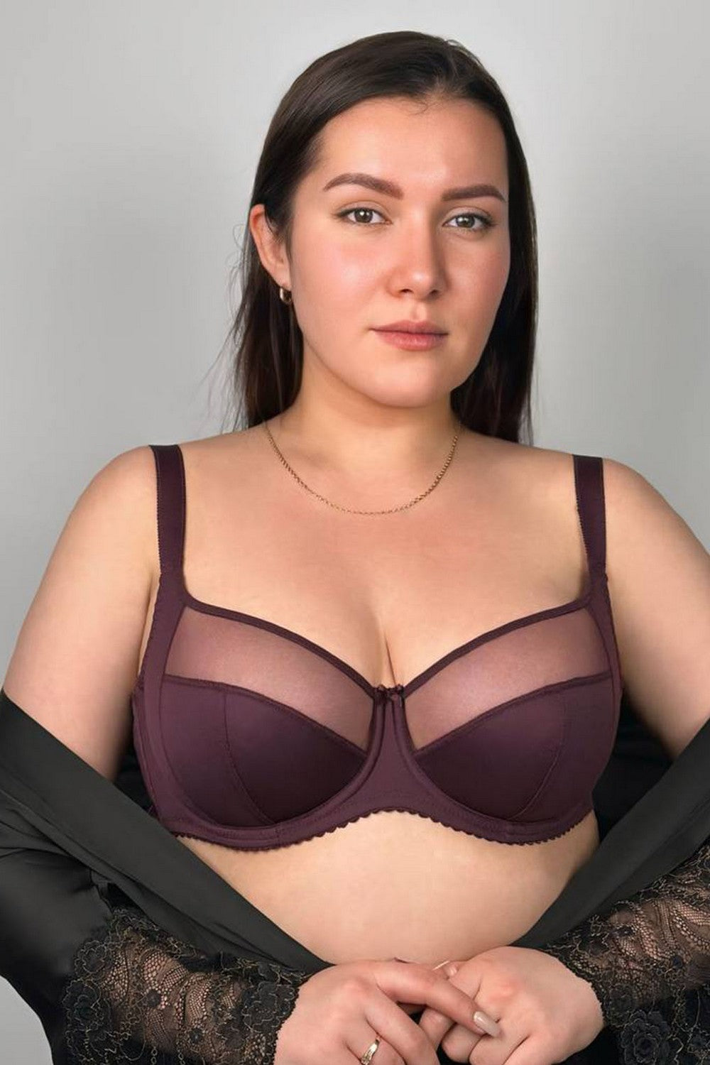 Мягкий бюстгальтер с микросеткой 115500 Classic plum