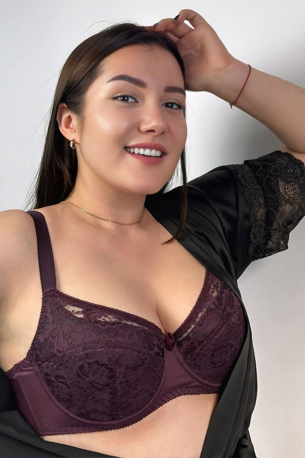 Ущільнений бюстгальтер з мережива 250811 Classic plum