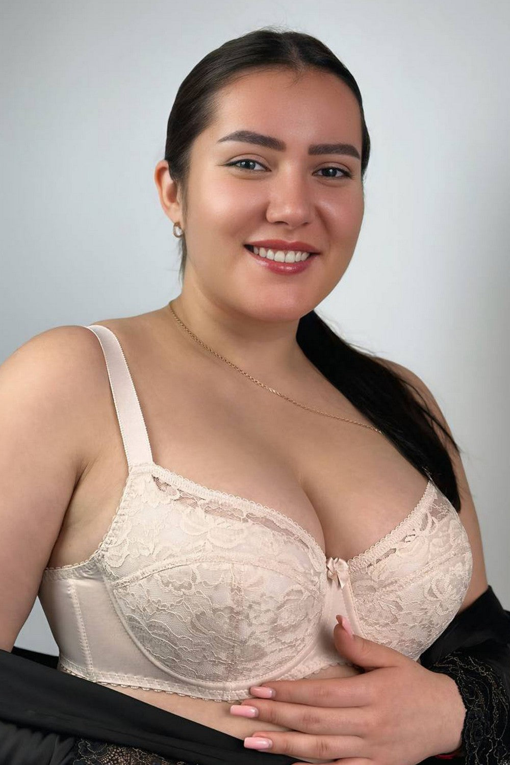 Ущільнений бюстгальтер з мережива 250811 Classic silver peony