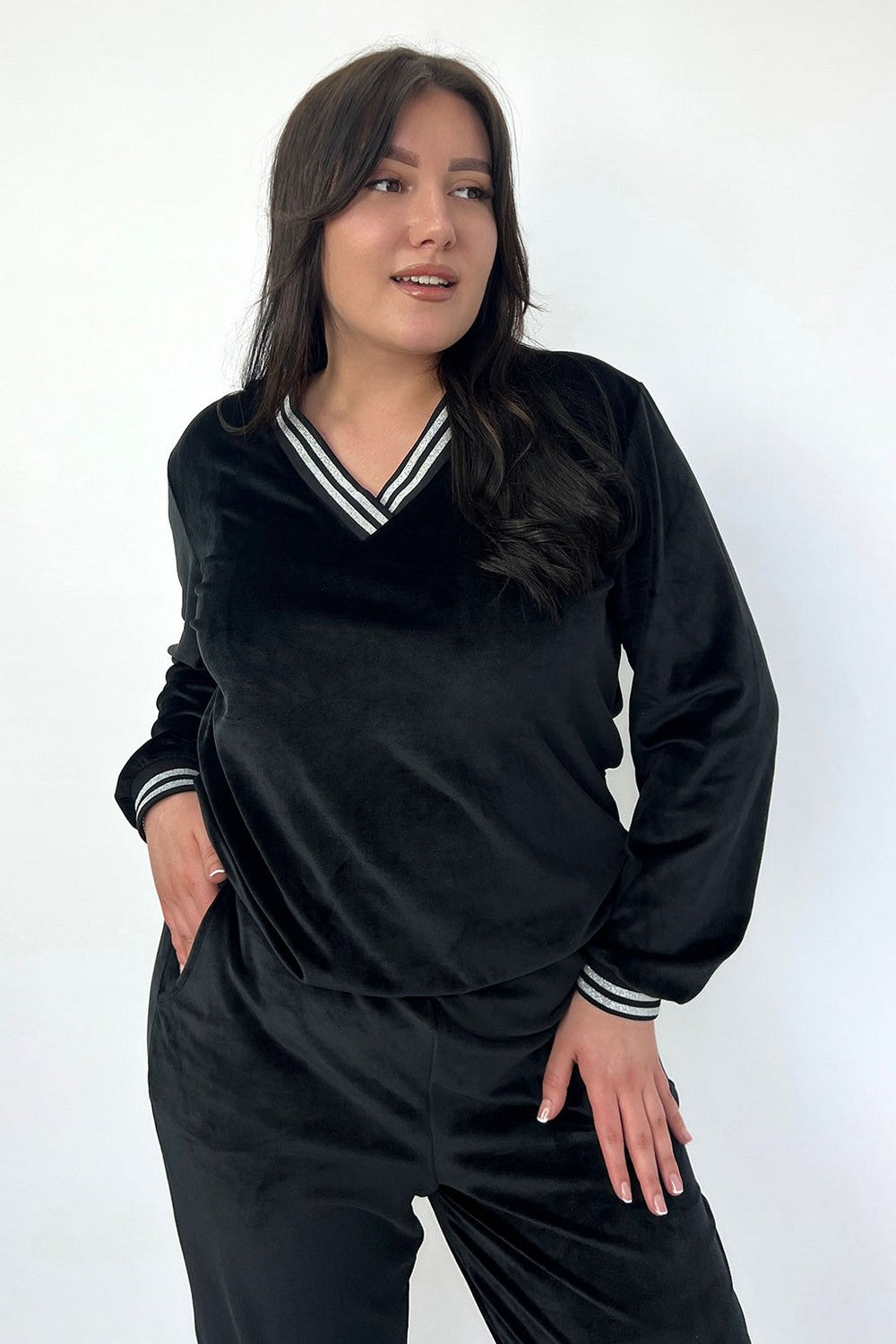 Велюрова піжама зі штанами Geri Home black