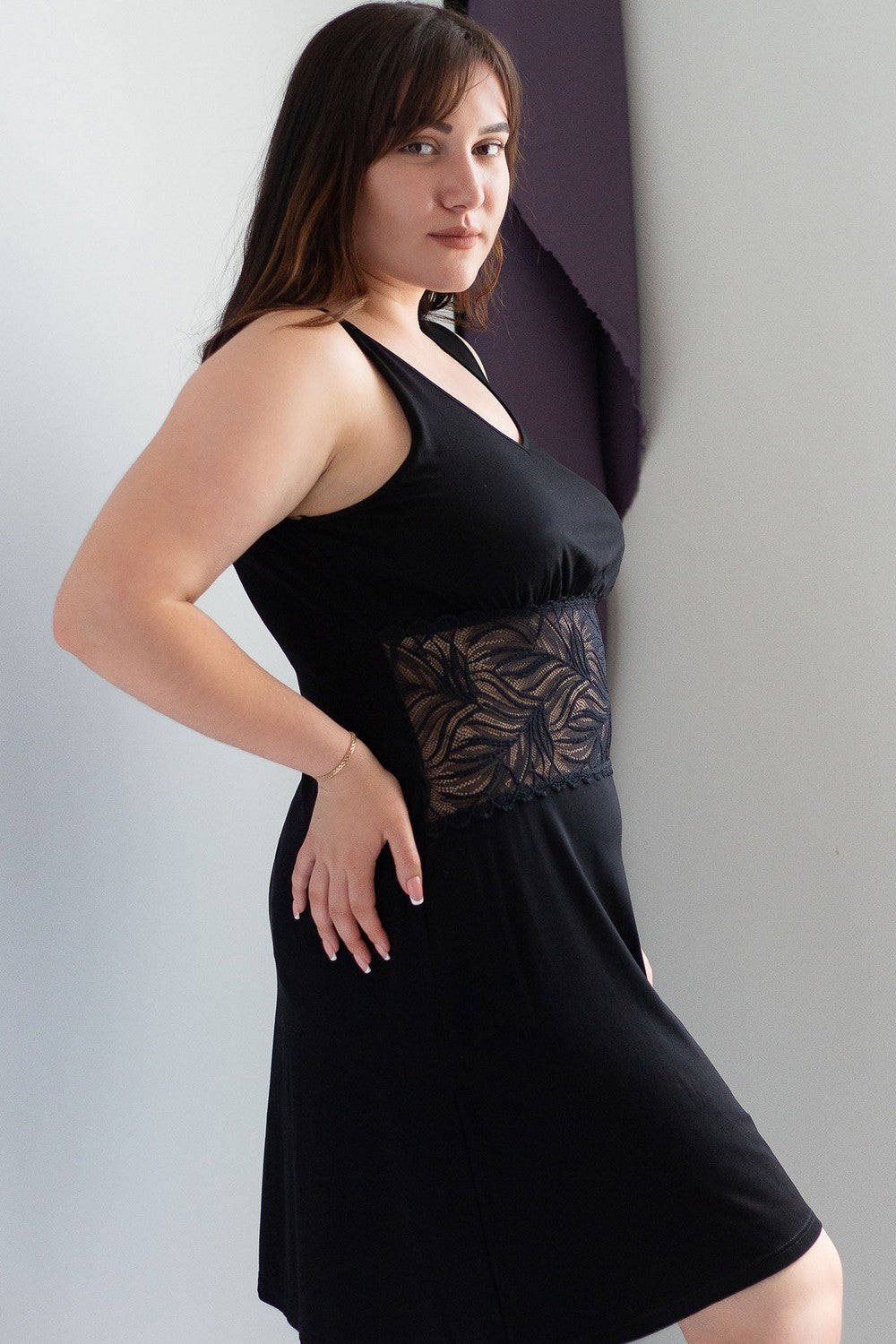 Ночная сорочка с кружевом Regina Home black