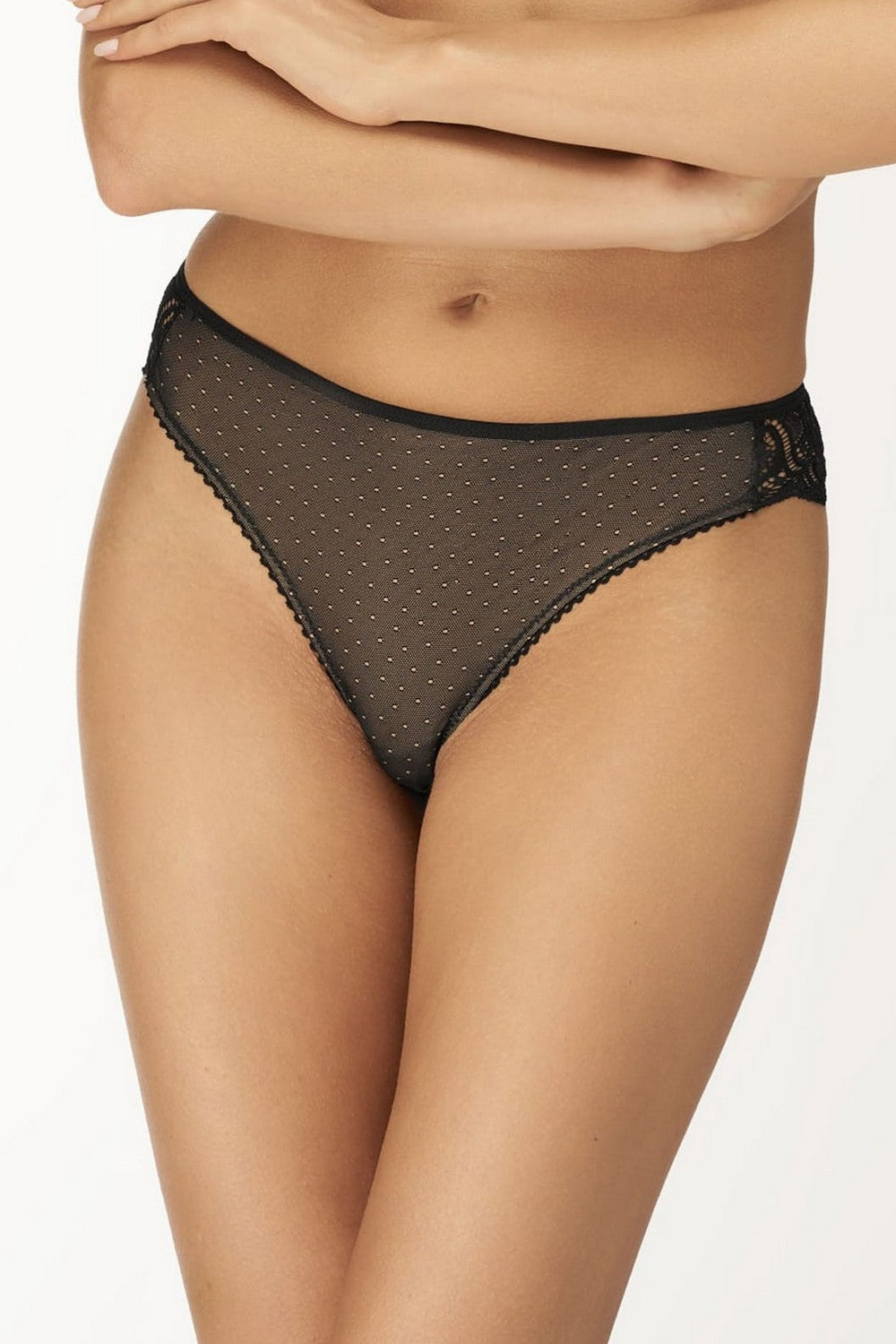 Трусики бразиліана з мереживом Zelda black/beige