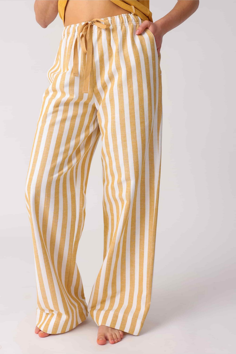 Пижамные брюки в полоску LH420-11 Riviera yellow stripe
