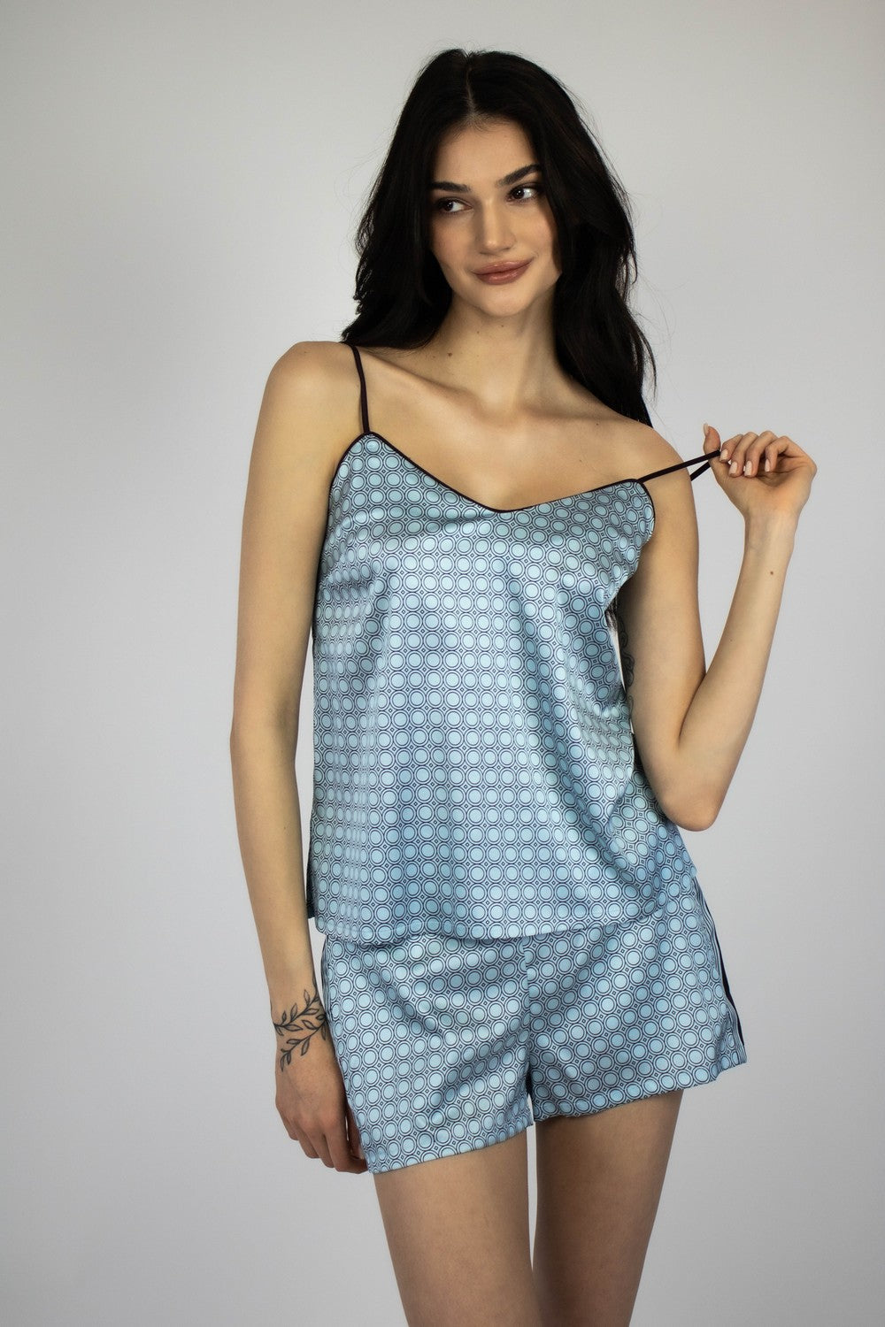 Шелковый пижамный топ 241202-01 The Lady blue