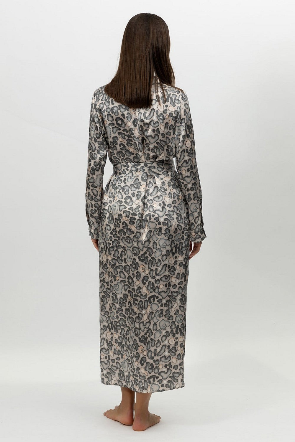 Домашнее платье на пуговицах 251201-15 Animal Print snow leopard