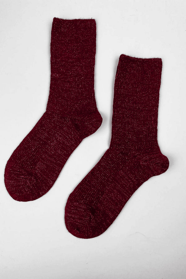 Шерстяные носки с люрексом bordeaux 1039