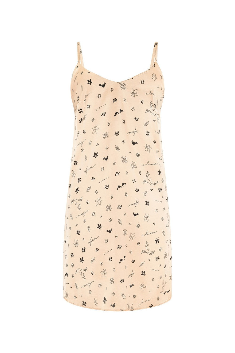 Сатиновая сорочка с принтом 806-6022 beige