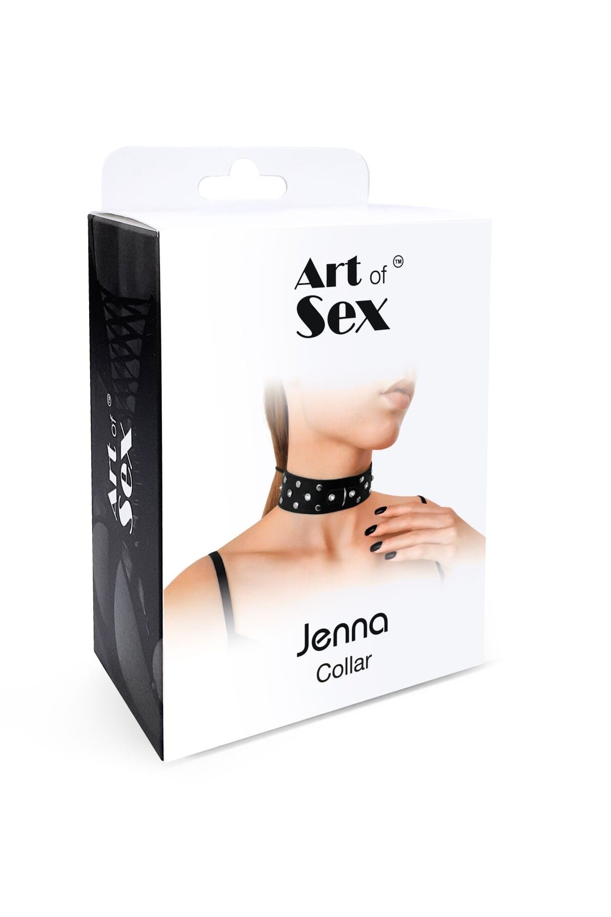 Кожаный ошейник со стразами Jenna Collar black
