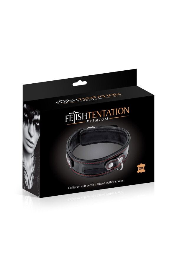 Шкіряний ошейник Premium Patent leather choker Fetish Tentation