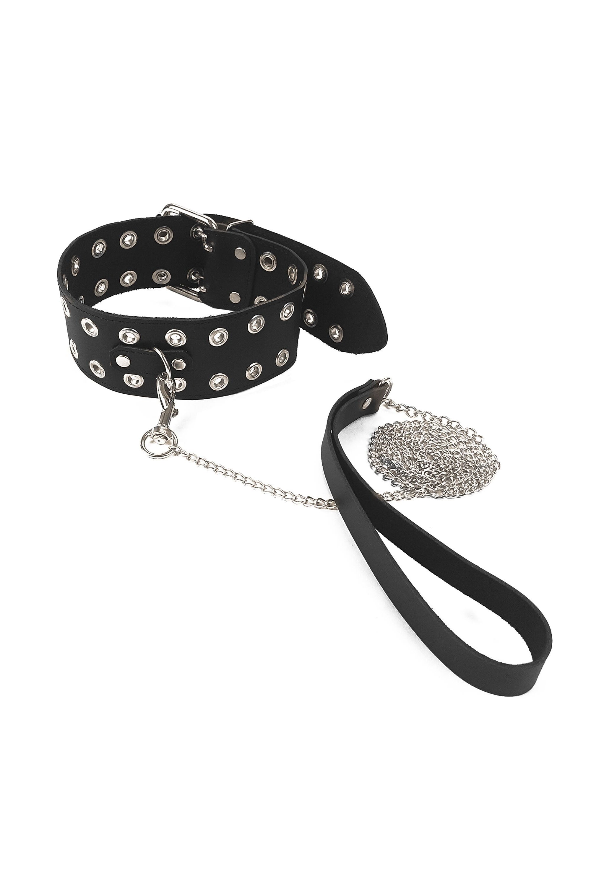 Кожаный ошейник с поводком Tessa