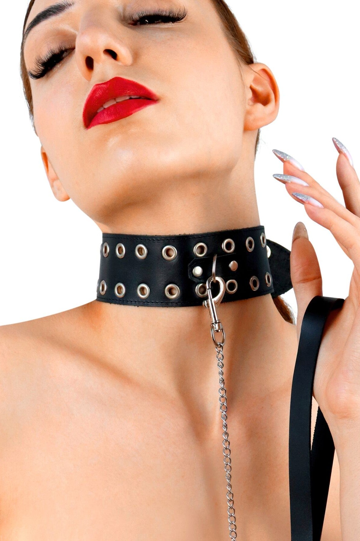 Кожаный ошейник с поводком Tessa