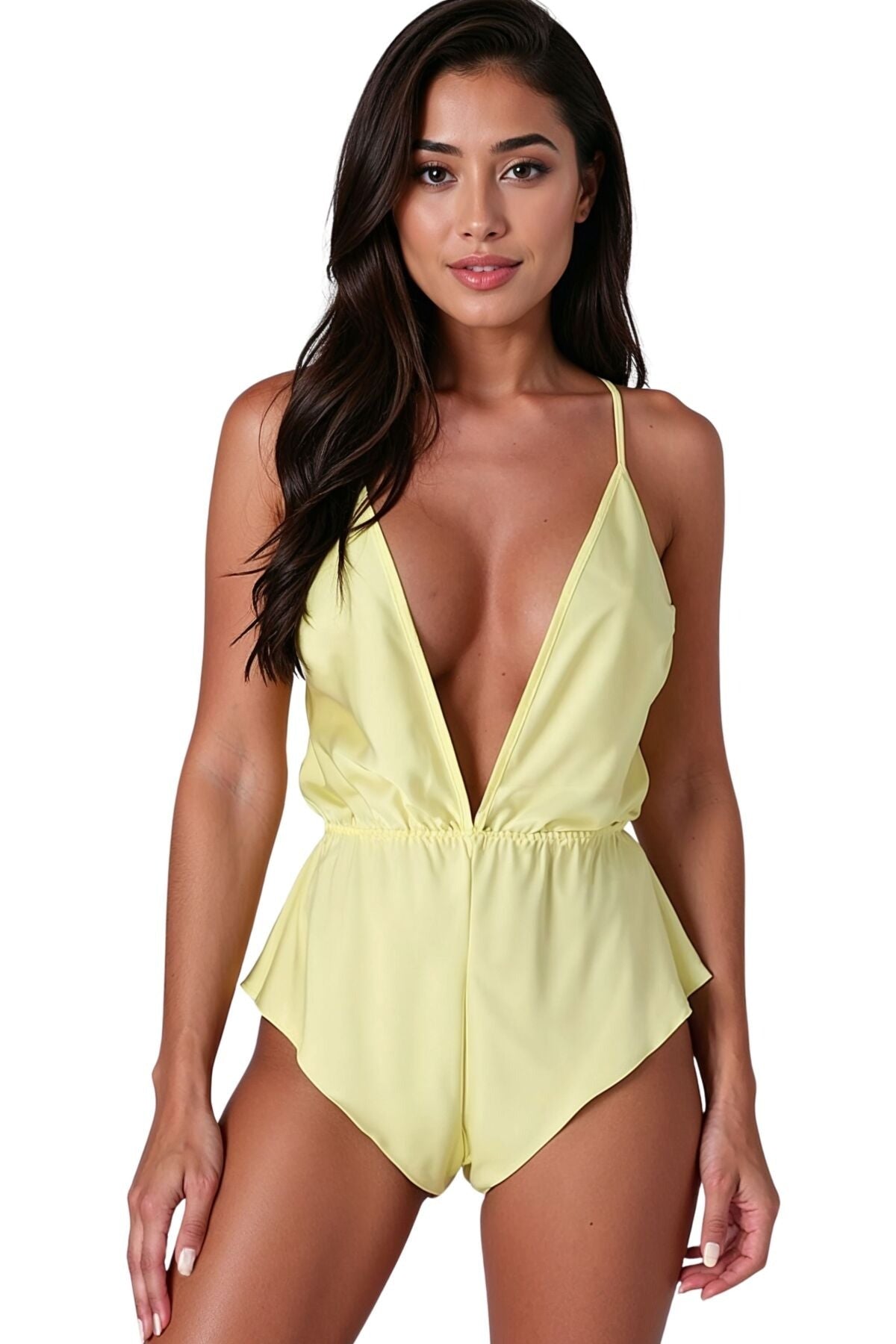 Боди из атласа Sensie Body lemon