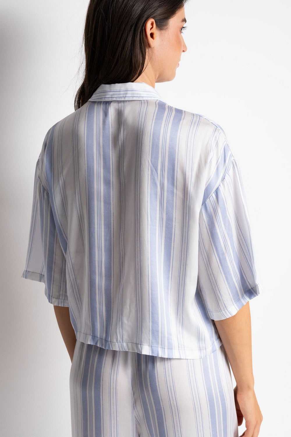 Пижамная блуза на пуговицах TH08 Chloe stripes print