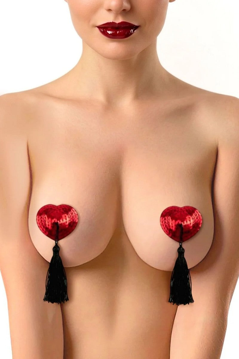 Пестиси-серца с кисточками Sparkling Hearts red Art of Sex