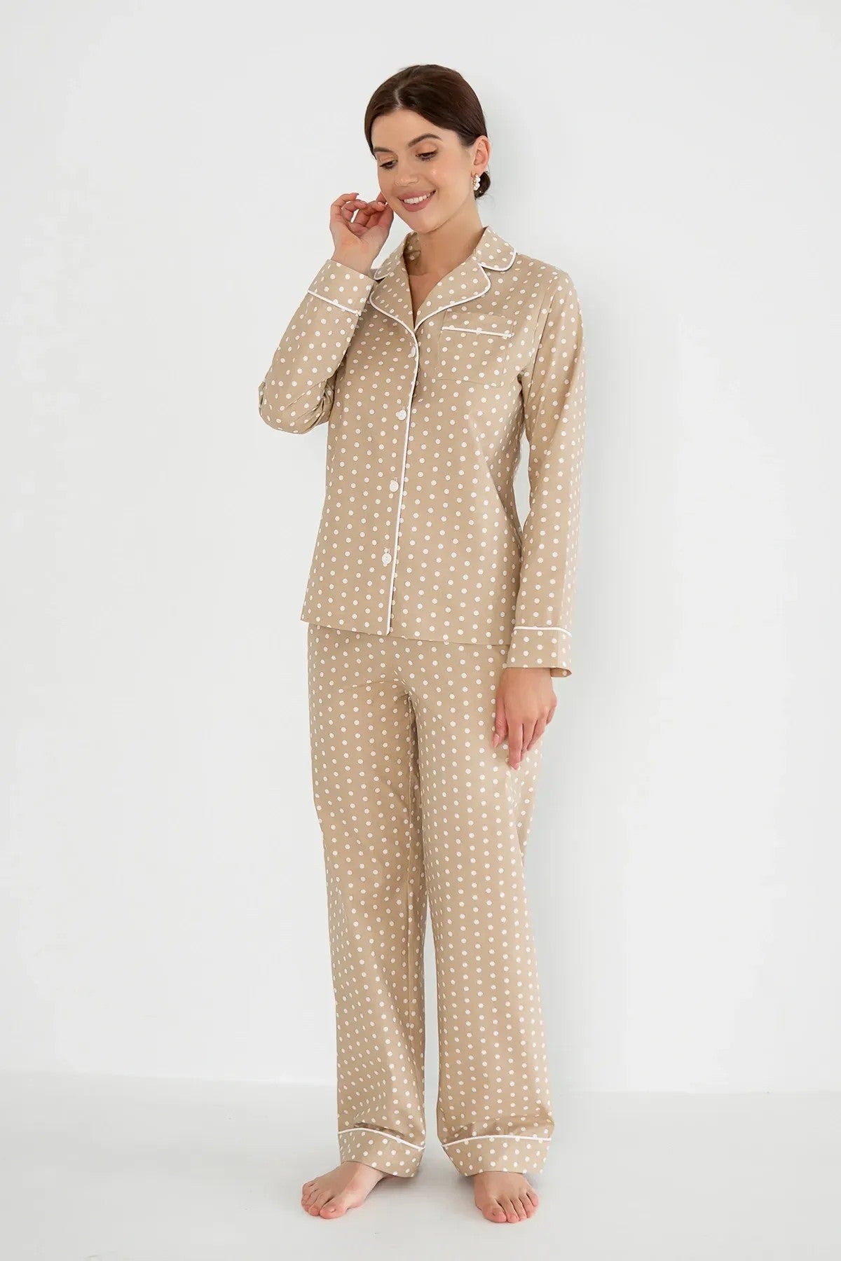 Хлопковая пижама в горошек Creamy Flakes HL0010-55-69