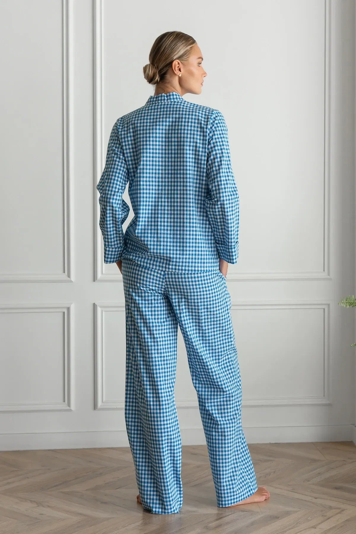 Хлопковая пижама в клетку Navy Plaid HL0073-80-69 blue