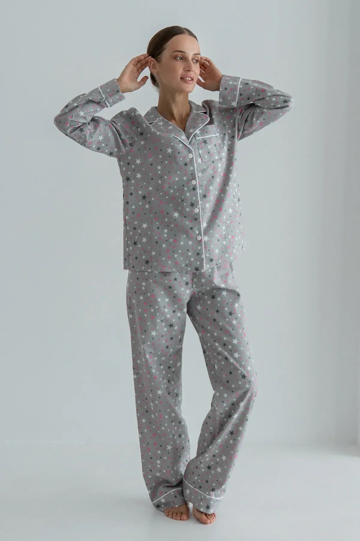 Фланелевая пижама со звездами Pink Stars FL0010-59-69