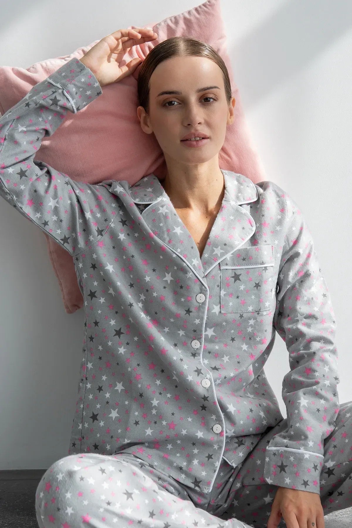Фланелевая пижама со звездами Pink Stars FL0010-59-69