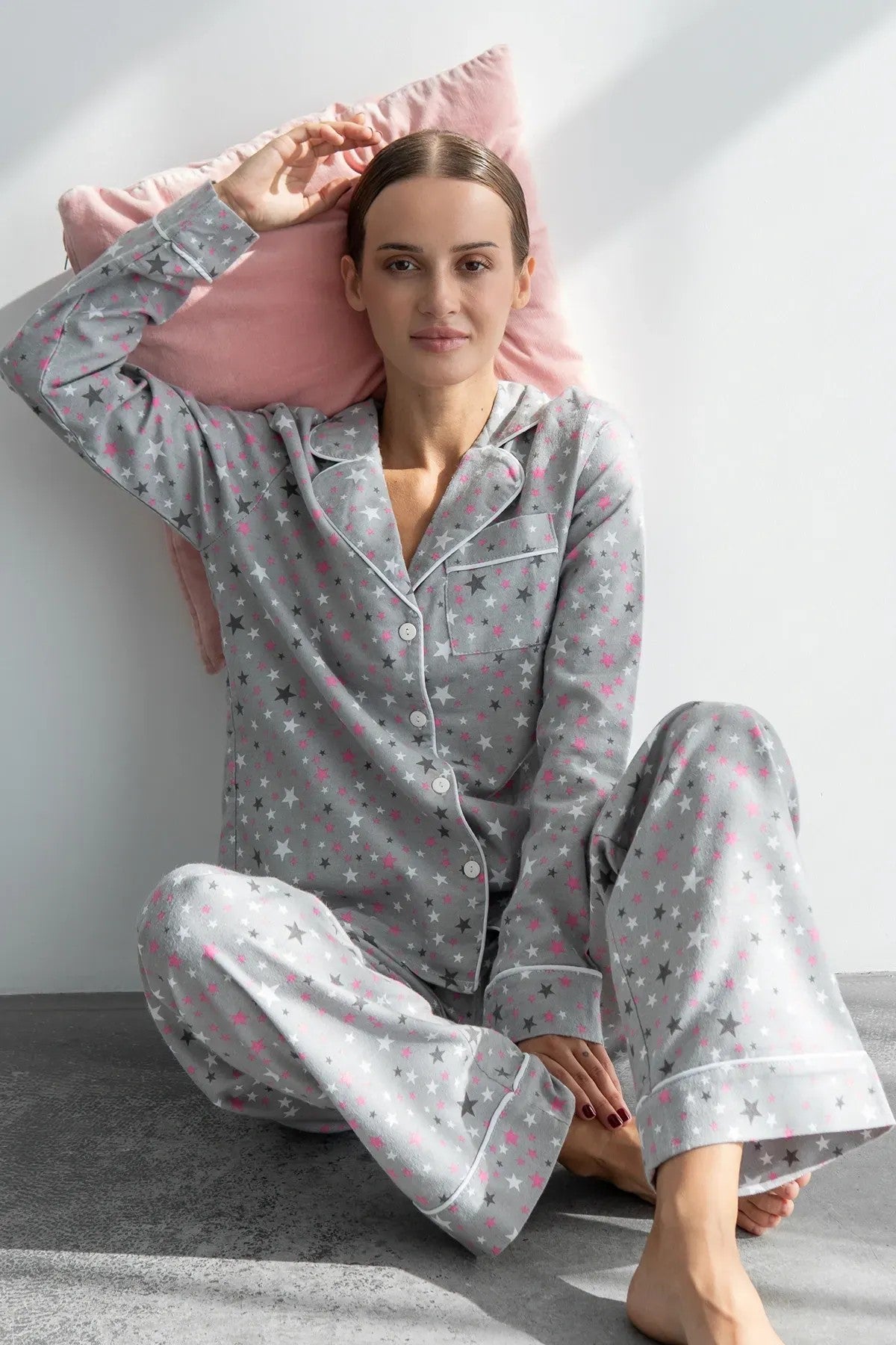 Фланелевая пижама со звездами Pink Stars FL0010-59-69