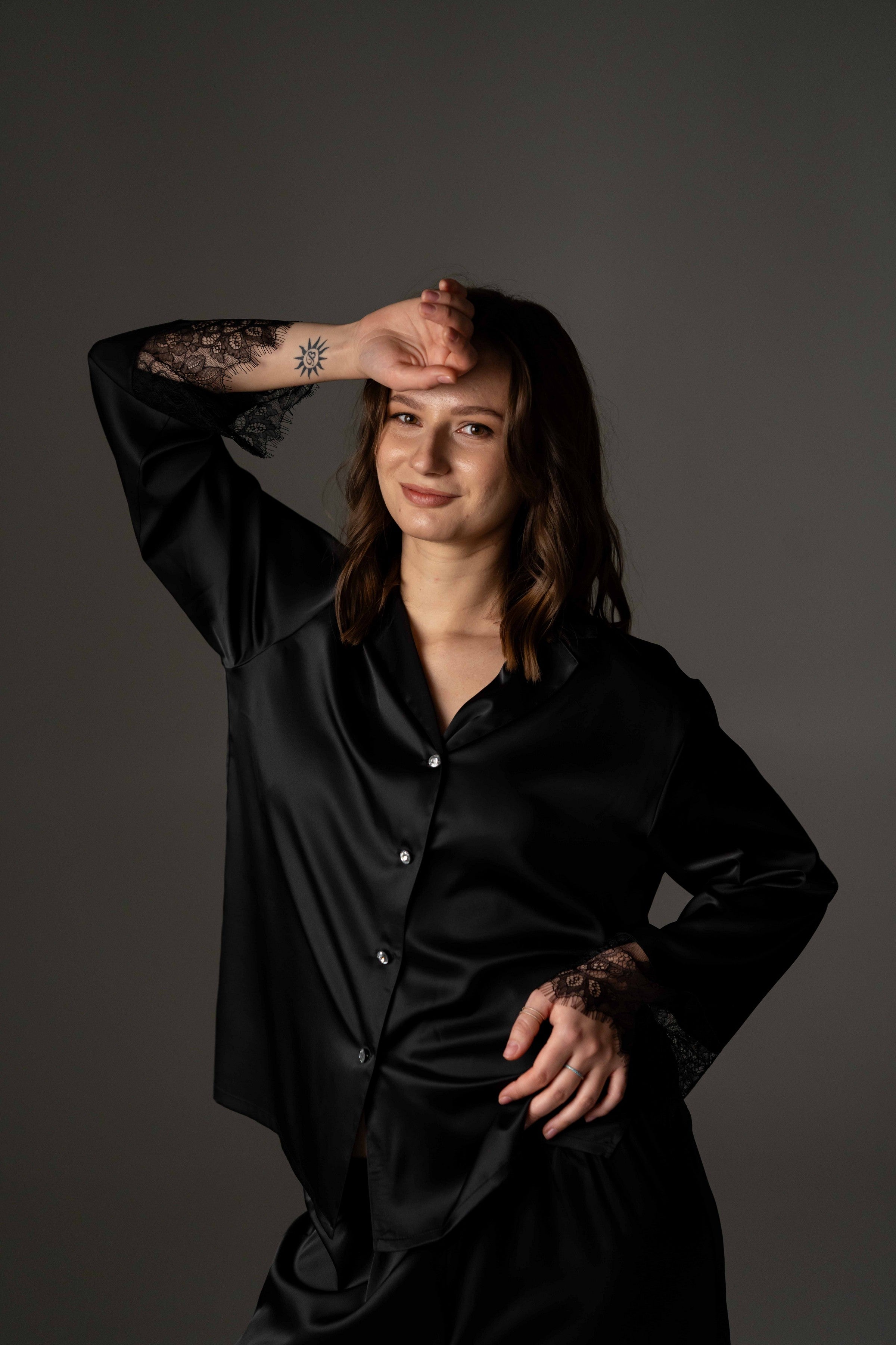 Шелковая пижама с кружевом Jennifer 25149